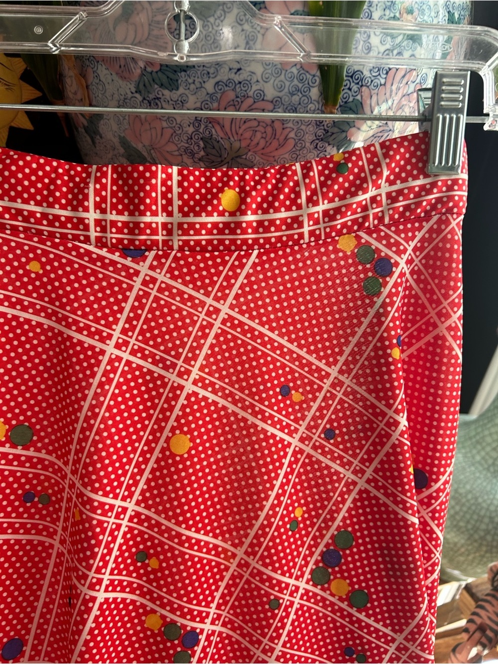 Vintage Pertini Montreal Red Maxi Skirt Geometric Print Made in Canada S - Picture 7 of 11